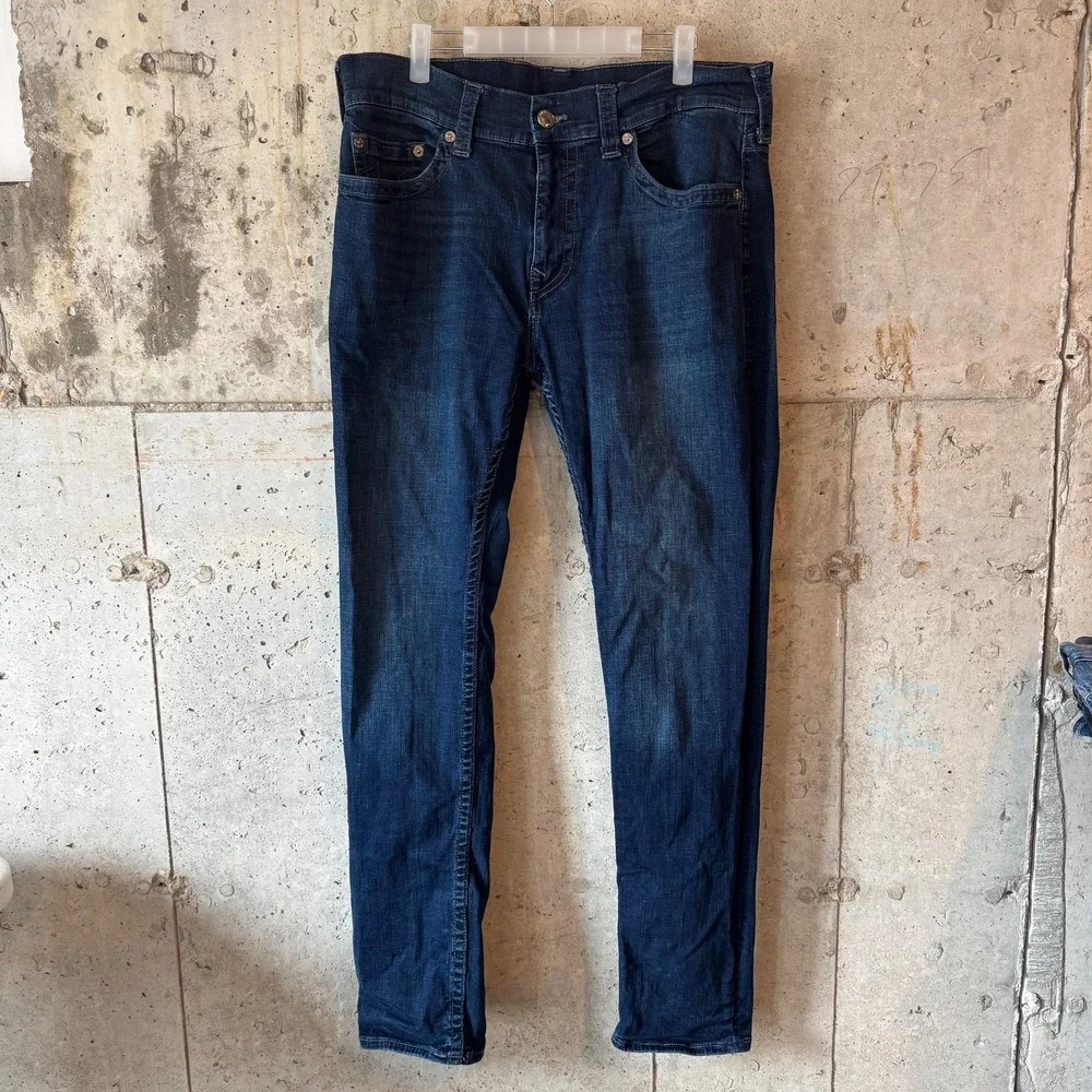 True Religion Rocco Jeans Mens 36 Blue Dark Wash Relaxed Skinny Denim‎ Pants